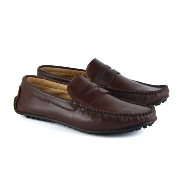 LEATHER MOCCASIN SHOES - M500 BROWN