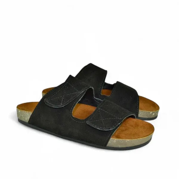 Leather SnapGo Sandal - Black