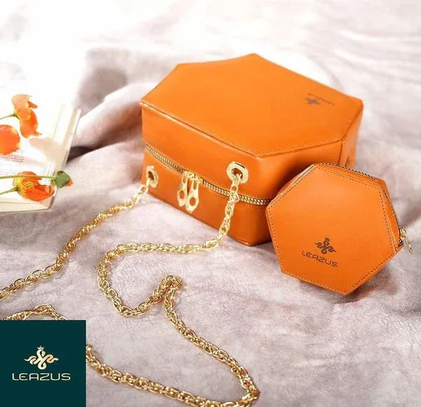 Leather bag for women - Hexa Orange
