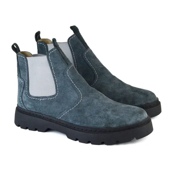 Leather Chunky Boot - S-4001 GRAY