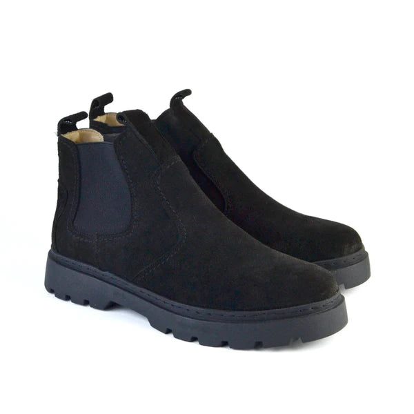 Leather Chunky Boot - S-4001 BLACK