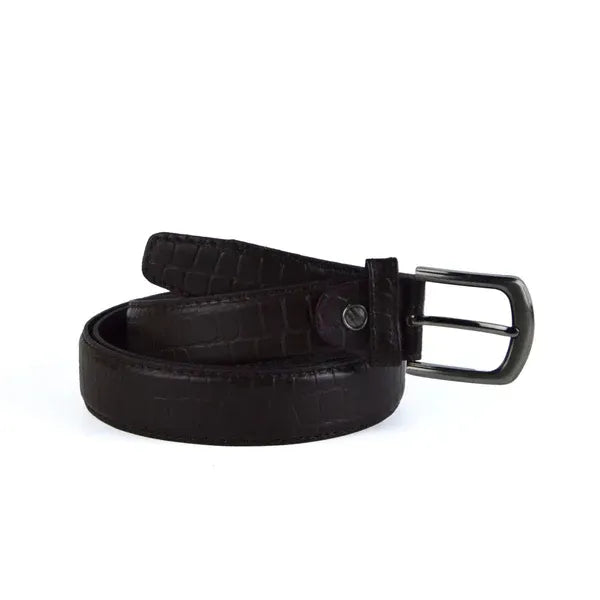 Leather classic belt - CROC BROWN
