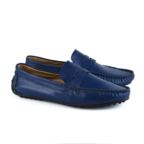LEATHER MOCCASIN SHOES - M500 BLUE
