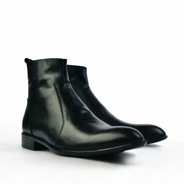 Leather Zipper Boot - Zipup Black
