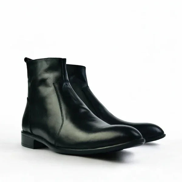 Leather Zipper Boot - Zipup Black