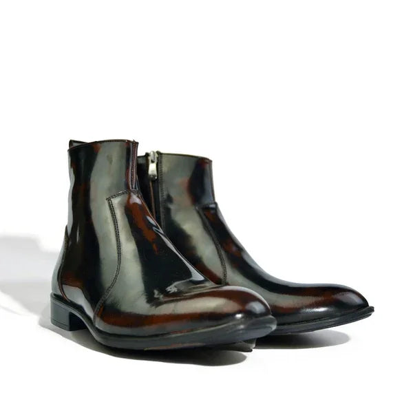 Leather Zipper Boot - S-zipup Brown