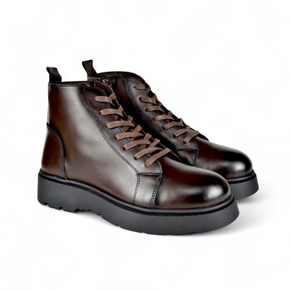 Alpha - Combat Boot in Brown Leather