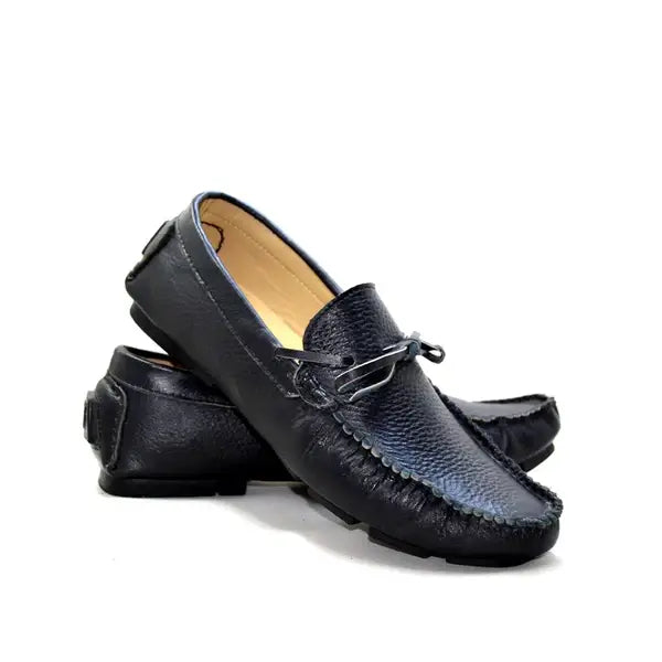 LEATHER MOCCASIN SHOES - M600 BLACK