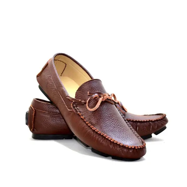 LEATHER MOCCASIN SHOES - M600 BROWN
