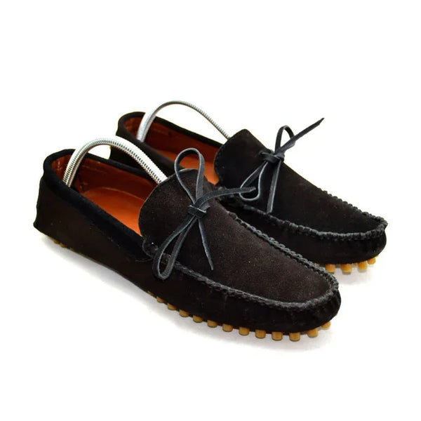 LEATHER MOCCASIN SHOES - M100 BLACK