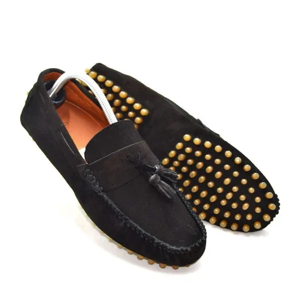 LEATHER MOCCASIN SHOES - M300 BLACK