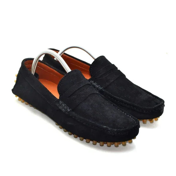 LEATHER MOCCASIN SHOES - M200 BLACK