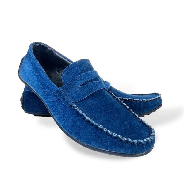 Leather Mocassin Shoes - M-201 Blue
