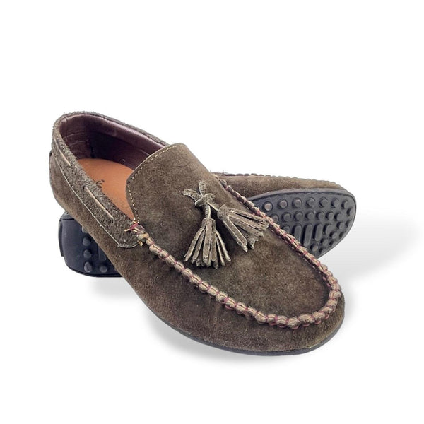 LEATHER MOCCASIN SHOES - M-501 OLIVE