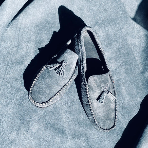 LEATHER MOCCASIN SHOES - M-501 GRAY
