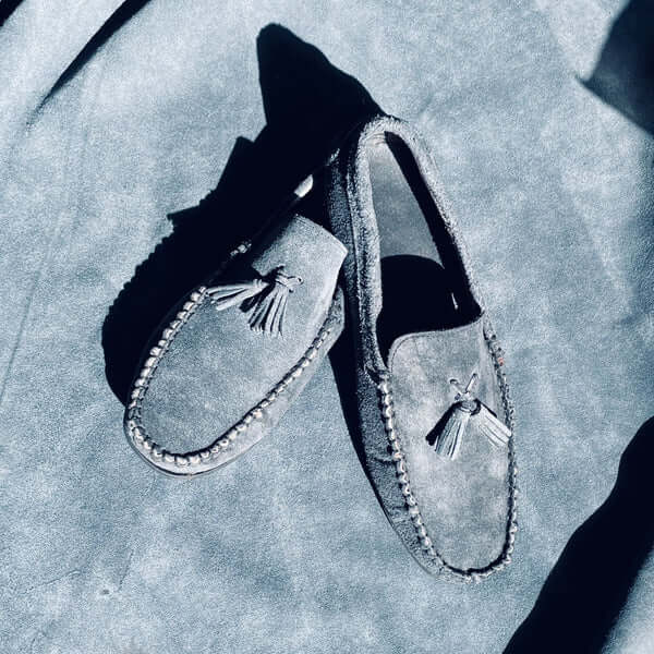 LEATHER MOCCASIN SHOES - M-501 GRAY