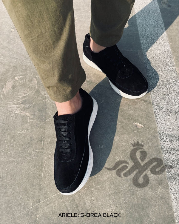 S-ORCA SUEDE SNEAKER - BLACK