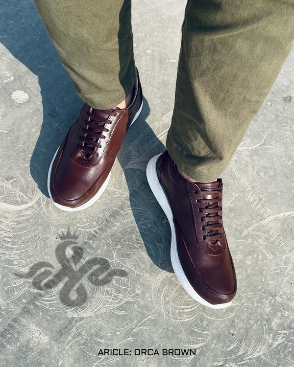 ORCA LEATHER SNEAKER - BROWN
