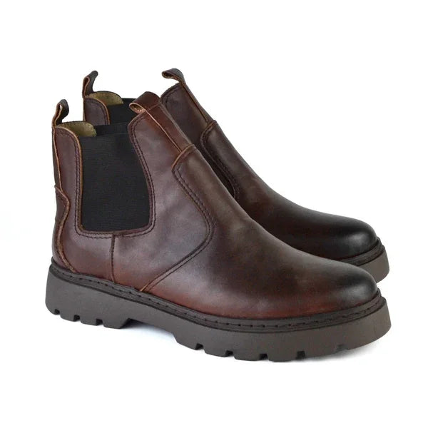 Leather Chunky Boot - 4001 BROWN