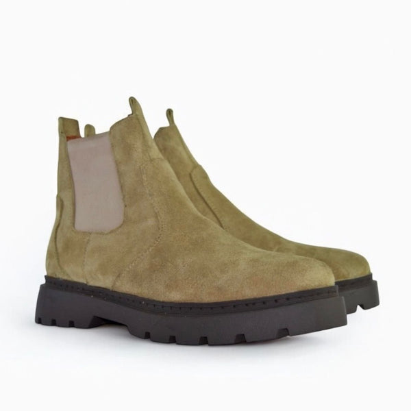 Leather Chunky Boot - S-4001 BEIGE