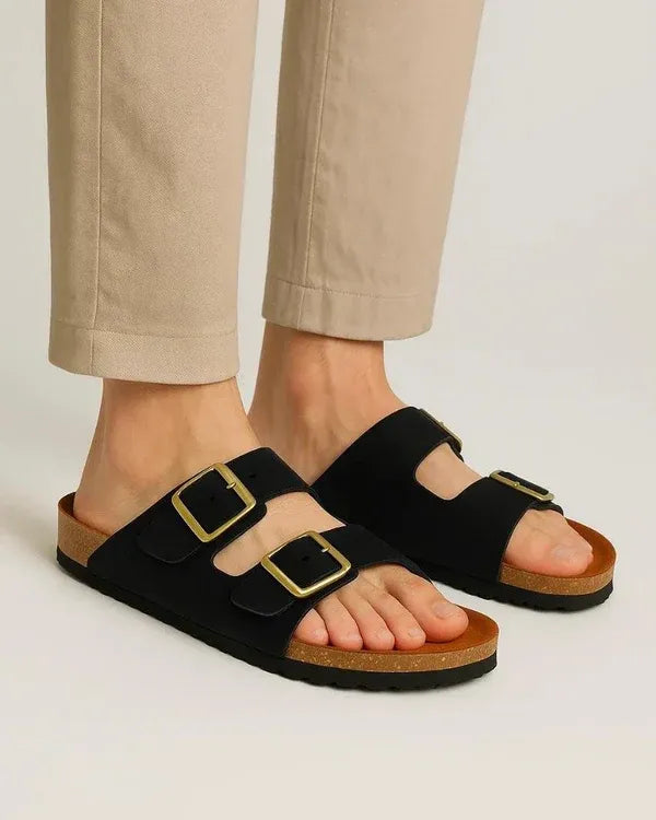 Leather SnapDue Sandal - Black