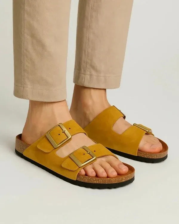 Leather SnapDue Sandal - Mustard