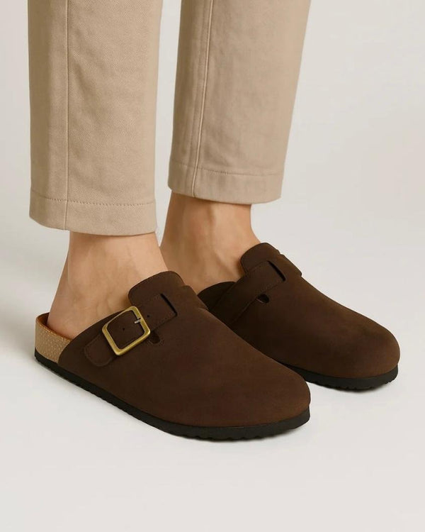 Leather SnapClog - Brown