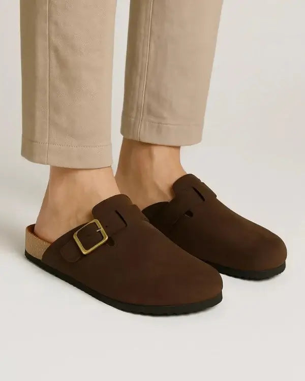 Leather SnapClog - Brown