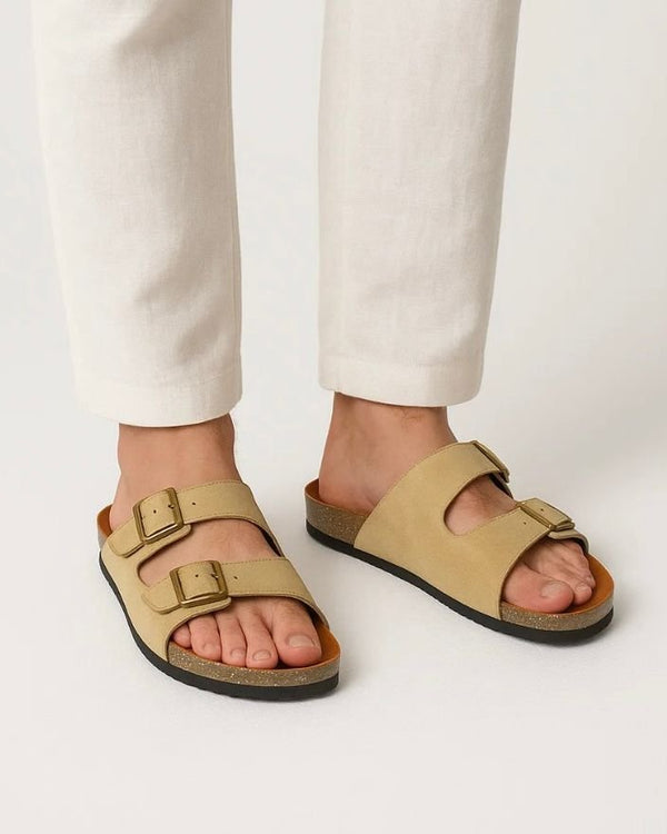 Leather SnapDue Sandal - Beige