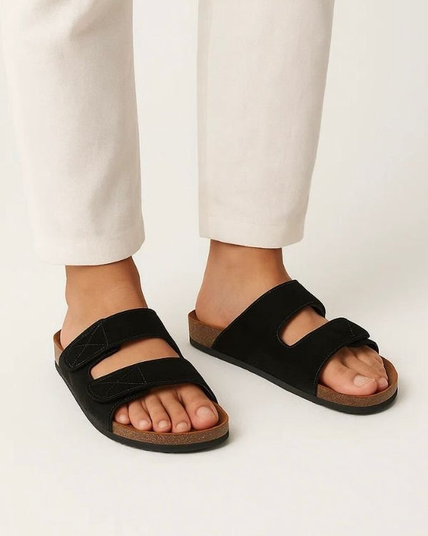 Leather SnapGo Sandal - Black
