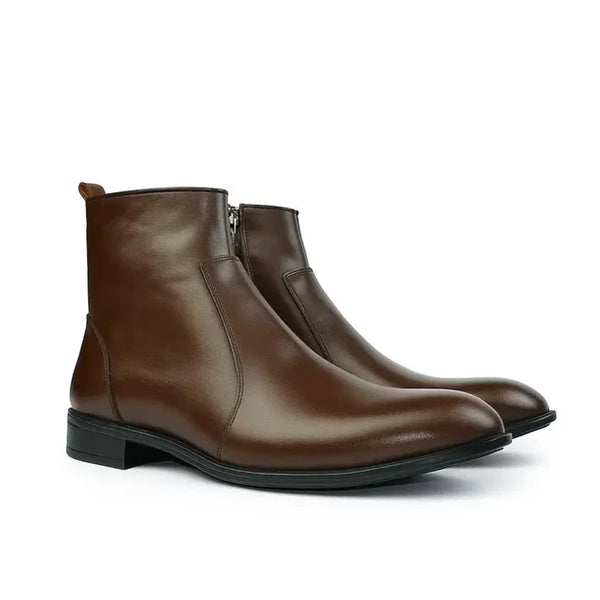 Leather Zipper Boot - Zipup Brown