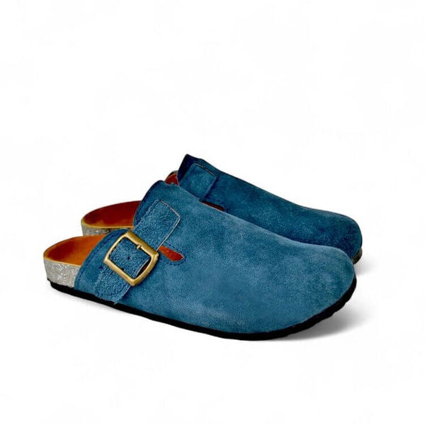 Leather SnapClog Sky-Blue