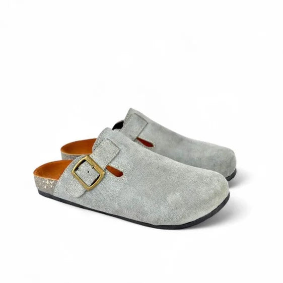 Leather SnapClog -Gray