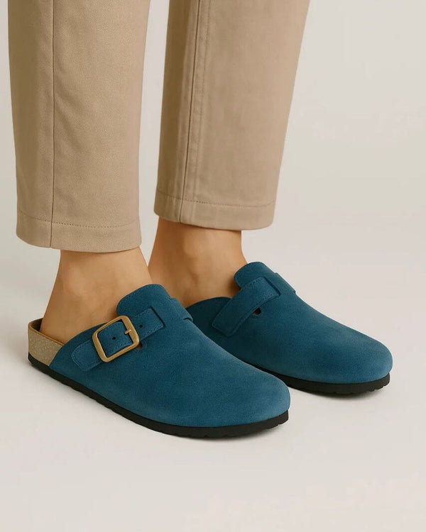 Leather SnapClog Sky-Blue