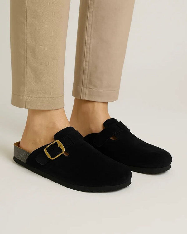 Leather SnapClog -Black