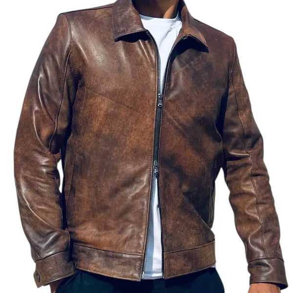 Minimal Leather Jacket - Natural Tone