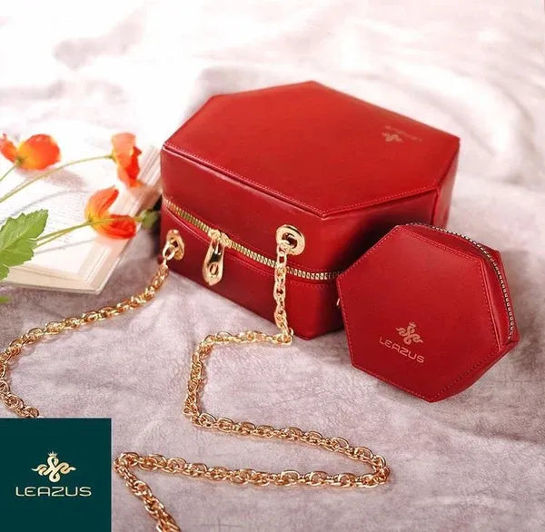 Leather bag for women - Hexa Red