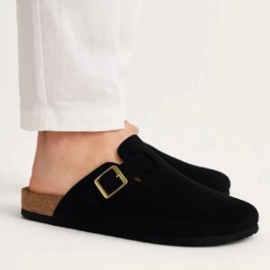 Leather SnapClog - Black