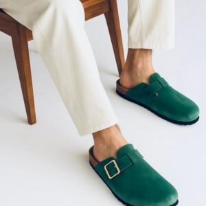 Leather SnapClog - Olive Green