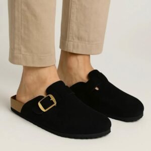 Leather SnapClog - Black