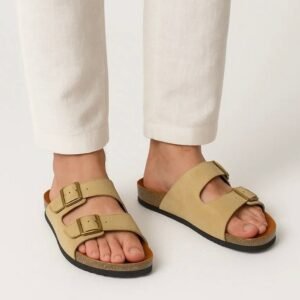 Leather SnapDue Sandal - Beige