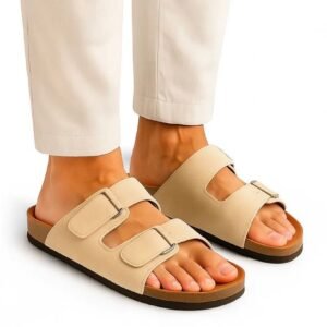 Leather SnapLock Sandal - Beige